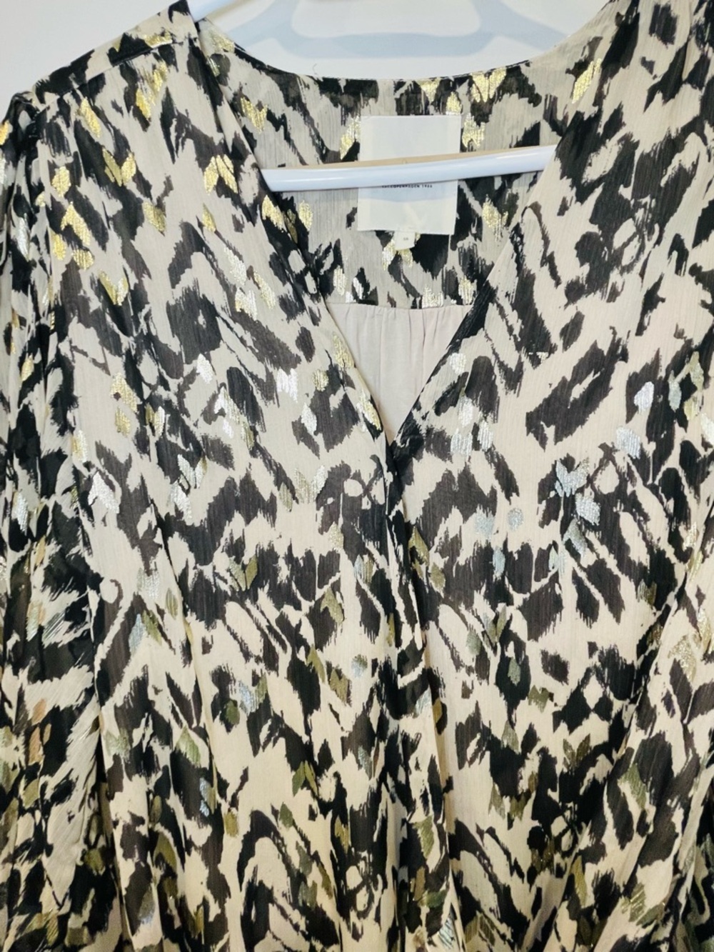 Part Two Women's Beige and Black Tie-Waist Animal Print Wrap Blouse - Picture 3 of 6